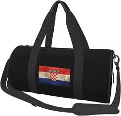 Vintage gealterte und zerkratzte kroatische Flagge, Reisegepäck, Seesack, Sport, faltbar, faltbar, Schwarz von Oudrspo