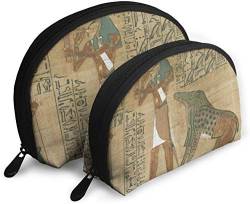 Womens People in The Egyptian Pyramid (2) Reise-Kosmetiktaschen, wasserdicht, 2-teilig, Make-up-Clutch, Kosmetik- und Toilettenartikel-Organizer, tragbare Reise-Kulturtasche für Mädchen von Oudrspo