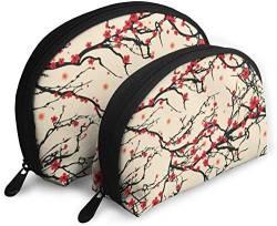 Womens Tree Japanische Kirsche Reise-Kosmetiktaschen, wasserdicht, 2-teilig, Make-up-Clutch, Kosmetik- und Toilettenartikel-Organizer, tragbare Reise-Kulturtasche für Mädchen von Oudrspo