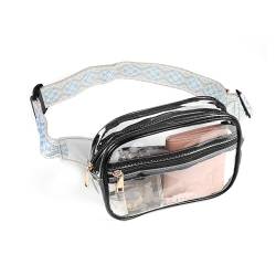 Clear Fanny Pack Clear Belt Bag Clear Bag Stadion Approved for Women Clear Crossbody Bag Clear Purse with Adjustable Guitar Strap, Clear Waist Bag Pouch for Concerts Sport Hiking Running, B, modisch von Oufegm