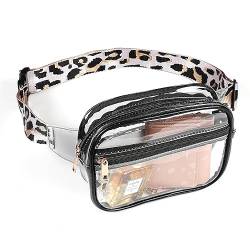 Clear Fanny Pack Clear Belt Bag Clear Bag Stadion Approved for Women Clear Crossbody Bag Clear Purse with Adjustable Guitar Strap, Clear Waist Bag Pouch for Concerts Sport Hiking Running, C, modisch von Oufegm