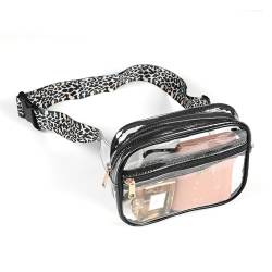 Clear Fanny Pack Clear Belt Bag Clear Bag Stadion Approved for Women Clear Crossbody Bag Clear Purse with Adjustable Guitar Strap, Clear Waist Bag Pouch for Concerts Sport Hiking Running, E, modisch von Oufegm