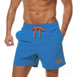 Ougelebo Badehose Herren Badeshorts Herren Kurz Männer Schnelltrocknend Boardshorts Schwimmhose Herren Strandshorts Swimming Shorts Men Navyblau S von Ougelebo