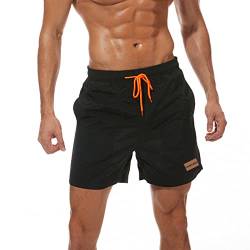 Ougelebo Badehose Herren Badeshorts Herren Kurz Männer Schnelltrocknend Kurze Schwimmhose Strandhose Herren Swim Bade Shorts Man Schwarz L von Ougelebo