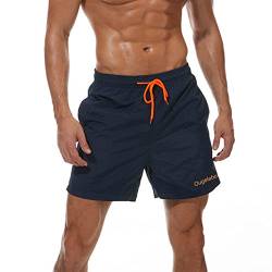 Ougelebo Badehose Herren Badeshorts Herren Kurz Männer Schnelltrocknend Schwimmhose Herren Boardshorts Swimming Shorts Men Dunkelblau S von Ougelebo