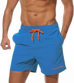 Ougelebo Badehose Herren Badeshorts Herren Kurz Männer Schnelltrocknend Schwimmhose Herren Kurze Strandhose Swim Bade Shorts Man Navyblau L von Ougelebo