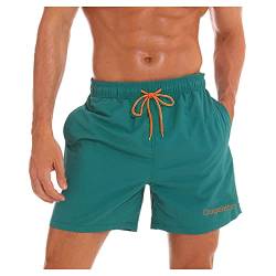 Ougelebo Badehose Herren Badeshorts Herren Kurz Schnelltrocknend Badehosen Männer Schwimmhose Herren Boardshorts Swimming Shorts Men Dunkelgrün XL von Ougelebo