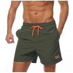 Ougelebo Badehose Herren Badeshorts Herren Kurz Schnelltrocknend Männer Schwimmhose Herren Boardshorts Strandshorts Swim Shorts Armeegrün 3XL von Ougelebo