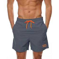 Ougelebo Badehose Herren Badeshorts Herren Kurz Schnelltrocknend Männer Schwimmhose Herren Strandshorts Beach Swim Shorts Trunks Men Grau M von Ougelebo