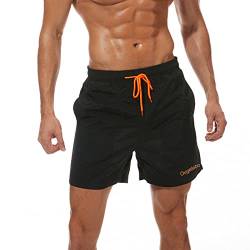 Ougelebo Badehose Herren Badeshorts Herren Kurz Schnelltrocknend Männer Schwimmhose Herren Strandshorts Swim Shorts Trunks Men Schwarz M von Ougelebo