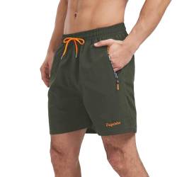 Ougelebo Badehose Herren Badeshorts Herren Kurz Schnelltrocknend Männer Schwimmhose Schwimmshort Herren mit Reißverschluss Strandshorts Board Beach Swim Shorts Armeegrün L von Ougelebo