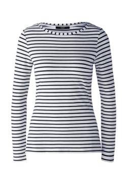 Oui Damen Langarmshirt SUMIKO elastische Cotton-Modalmischung tailliert geschnitten Gestreift Freizeit Rundhals Blende Baumwollmischung von Oui