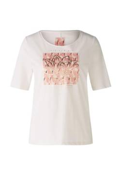 Oui Damen T-Shirt 100% Bio-Baumwolle gerade geschnitten Platziertes Motiv Freizeit Rundhals sonstige Baumwolle von Oui