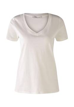 Oui Damen T-Shirt Carli 100% Bio-Baumwolle gerade geschnitten Uni Freizeit, Lounge/Homewear V-Ausschnitt Blende Baumwolle von Oui