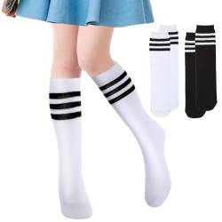 Ouligay 2 Paar Kinder Kniestrümpfe für Mädchen Jungen Baumwolle Knielang Socken Lange Schuluniform Socken Wadenstiefel Socken für 3-5 von Ouligay