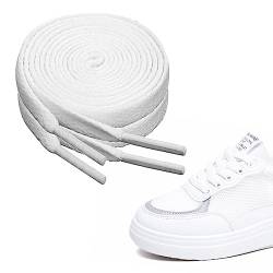 Ouligay 2 Paar Weiße Schnürsenkel Flach 8mm Breit Schnürsenkel Reißfeste 120cm Flache Schuhbänder für Sneaker Turnschuhe Freizeitschuhe von Ouligay