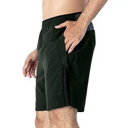 Herren Kurze Sporthose mit Taschen Reißverschluss Schnell Trocknend Loose Fitness Sport Shorts 415ArmeeGrün 3XL von Ouoruee