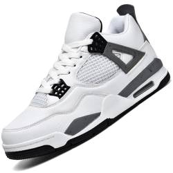 Ouoruee AJ 4 Retro Sneaker Herren Damen Schuhe Skateboardschuhe Laufschuhe Turnschuhe mit Luftpolster Walkingschuhe Basketballschuhe Sportschuhe WeißGrau 41 EU von Ouoruee