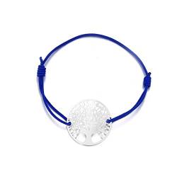 Baum des Lebens Armband für Frauen, Stretch-Armband Charm Freundschaft Manschette Armband Mädchen Gold Silber Armband (Versilbert mit Blauer Rose) von Ouran