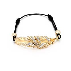 Frauen Charme Armband, Glück Feder Armband Armband Armband Verstellbare Kabel Wachs Knoten schwarz mit Kristall, Kristall von Ouran