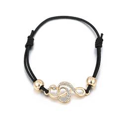 Frauen-Charme-Armband, Musik-Anmerkung-Armband-Dehnungs-Freundschafts-Armband-justierbares Wachsschnur-Stulpe-Armband mit CZ-Kristall (Vergoldet) von Ouran