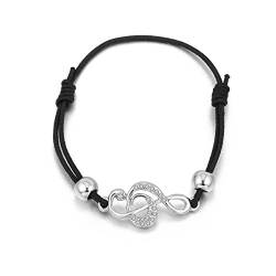 Frauen-Charme-Armband, Musik-Anmerkung-Armband-Dehnungs-Freundschafts-Armband-justierbares Wachsschnur-Stulpe-Armband mit CZ-Kristall (Versilbert) von Ouran