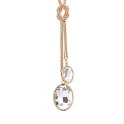 Lange Halskette für Frauen, Kristall Anhänger Halskette für Mädchen Gold und Silber Halskette mit CZ Crystal Byzantinische Kette Halskette (Vergoldet) von Ouran