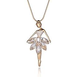 Mode Halskette für Frauen, Ballerina Halskette Anhänger mit glänzenden Kristall für Mädchen Lange Kette Halskette Glänzend Strass Halskette, Strass Kristall, Strass von Ouran