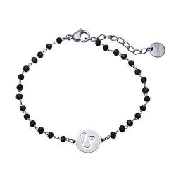 Ouran 12 Sternbilder Armband für Damen, Roségold und versilberte Edelstahlkette mit schwarzem Kristallanhänger Sternzeichen Handgelenk Armband Bestes Geschenk für Freunde, Kristall Edelstahl, Kristall von Ouran