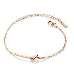 Ouran Armband für Damen,Charm Armband mit Liebesknoten für Frauen,Edelstahl-Armband mit verstellbare Kette,Versilbert und rosavergoldet Personalisiertes Armband von Ouran