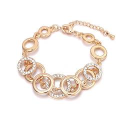 Ouran Armband für Frauen, Ringe Kettenarmband für Mädchen Gold und Silber überzogene Charm Armband Paare Freunde Armreif mit Kristall (Vergoldet) von Ouran
