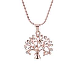 Ouran Baum des Lebens Halskette für Frauen, Gold oder Silber Kette Anhänger Halskette Mädchen Geschenk Halskette mit CZ Kristall, Gold Silber Zirkonia, Zirkonia von Ouran