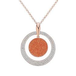 Ouran Damen Anhänger Halskette Silber Rose Gold Lange Kette Halskette mit Schwarz Diamant und Kristall Personalisierte Halskette für Beste Freunde, Kristall, Zirkonia von Ouran