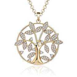 Ouran Damen Halskette, keltischer Baum des Lebens Anhänger Halskette für Mädchen langkettige Halskette mit CZ Crystal (Vergoldet) von Ouran