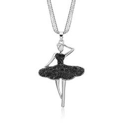 Ouran Halskette für Damen, Balletttänzerin, Geschenk für Mädchen, Gold oder Silber, lange Kette mit Kristall, von Ouran