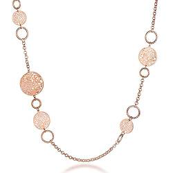 Ouran Lange Halskette für Frauen, Baum des Lebens, Halskette für Mädchen, Roségold und Silber mit CZ Kristall Halskette, Kupfer Metall, Kristall von Ouran