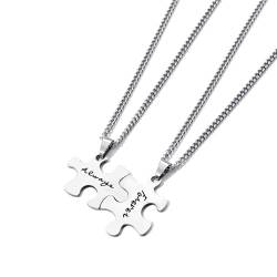 Ouran Puzzle Paare Halskette, Edelstahl passende Halskette personalisierte eingravierte Versprechen Worte Halskette für Frauen und Männer Geschenk für Ihre Liebe (#3 Always & Forever) von Ouran