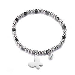 Ouran Stretch-Perlen-Armbänder für Frauen, Charm-Anhänger, Edelstahl, mit Kristall-Elastikschnur, Handgelenk-Armband, Geschenke für Freunde, 17.27 cm, Kristall, Zirkonia von Ouran