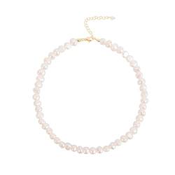 Süßwasserperlen-Halskette, Perlenkette für Damen , Echte Perlen Choker +Schmetterlingsmodell Anhänger mit Moissanit - 36.9cm/14.6in für Frauen , Handgefertigt, Barockstil,Schmuck für Mutter Liebhaber… von Ouran