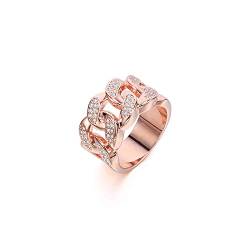 Versprechen Ringe für Damen, Roségold und versilbert mit Zirkonia Kristall Verlobung Ewigkeit Ehering (Roségold, 56 (17.8)) von Ouran