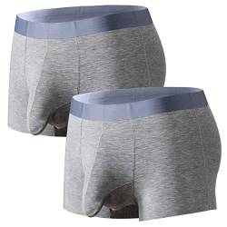 Ouruikia Herren Boxer Shorts Unterwäsche Modal Boxershorts Unterhosen Retroshorts Trunks Men mit Separater Tasche, Grau (2 Packungen)., Large von Ouruikia
