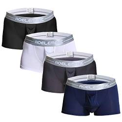 Ouruikia Herren Boxershorts Atmungsaktiv Boxershorts Unterwäsche Weich mit funktionalem Eröffnung, für Herren, Schwarz/Grau/Blau/Weiß, M von Ouruikia