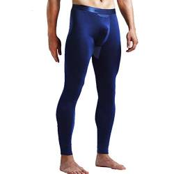 Ouruikia Herren Thermounterwäsche Hose Warme Thermohose Lange Unterhose Unterwäsche mit separater Tasche, Marineblau, Groß von Ouruikia