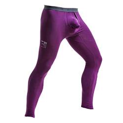 Ouruikia Herren Thermounterwäsche Thermo Unterhose Warme Herren Lange Unterhose Long Johns Thermohose Purple, Mittel von Ouruikia