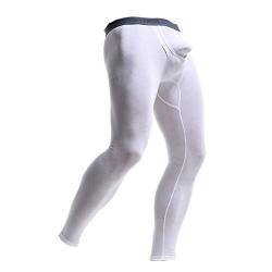 Ouruikia Herren Thermounterwäsche Thermo Unterhose Warme Herren Lange Unterhose Long Johns Thermohose Weiß, Mittel von Ouruikia