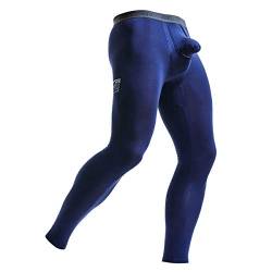 Ouruikia Herren Thermounterwäsche Thermo Unterhose Warme Herren Lange Unterhose Long Johns Thermohose blau, Groß von Ouruikia