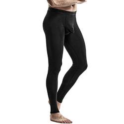 Ouruikia Herren Thermounterwäsche Thermohose Lange Unterhose Thermohose 2 in 1, Schwarz, L von Ouruikia