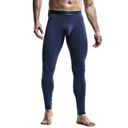 Ouruikia Herren Thermounterwäsche Thermohose Lange Unterhose Thermohose 2 in 1, blau, M von Ouruikia