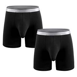 Ouruikia Herren Unterwäsche Baumwolle Boxershorts Langes Bein Boxershorts Schwarze Mehrfarbig Unterhos Boxer mit Separater Tasche - Schwarz - X-Large von Ouruikia