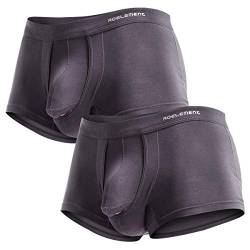 Ouruikia Herren Unterwäsche Modal Boxershorts Leichte Turnks Tagless Unterhose mit separater Tasche, Grau (2 Packungen), Large von Ouruikia